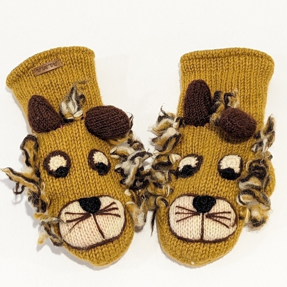 ALMA lion wool mittens